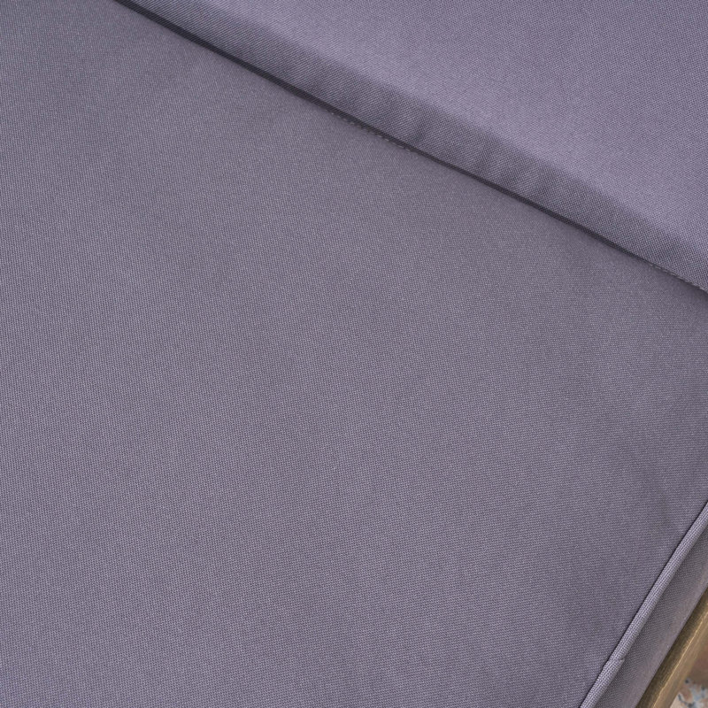  Chaise longue d'extérieur en bois avec dossier et coussin réglables, gris