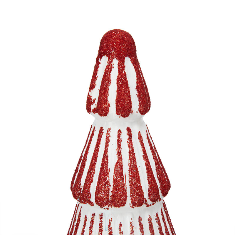 Décoration d'arbre de Noël scintillant - 5 po x 5 po x 11,5 po - rouge, blanc