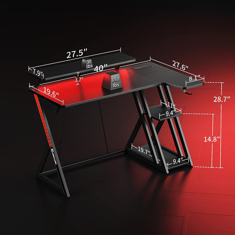 Margotte Rectangle Desk, 28.7" H x 40" W x 27.6" D