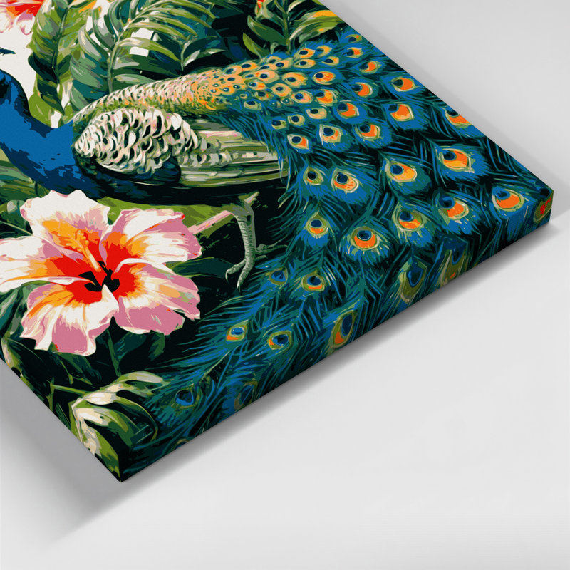 «Hawaiian Peacocks», art mural sur toile verte, H 8 po x l 10 po