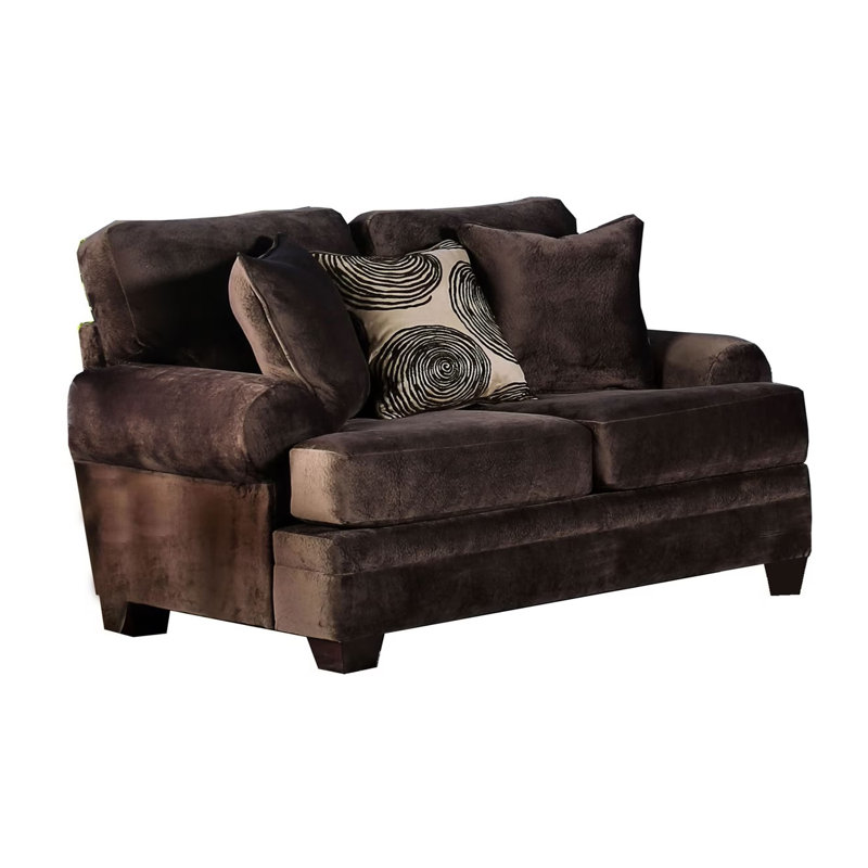 69.4" W Transitional Loveseat, Brown