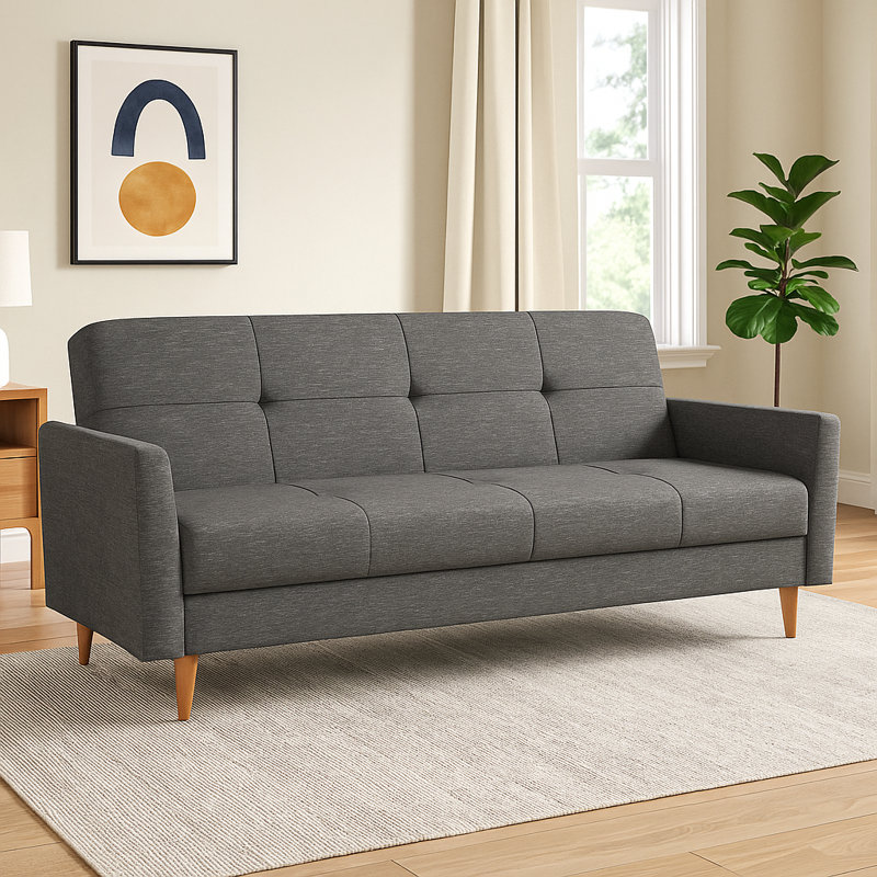Kale 80.7" Wide Upholstered 3-Seat Sleeper Sofa, Dark Gray