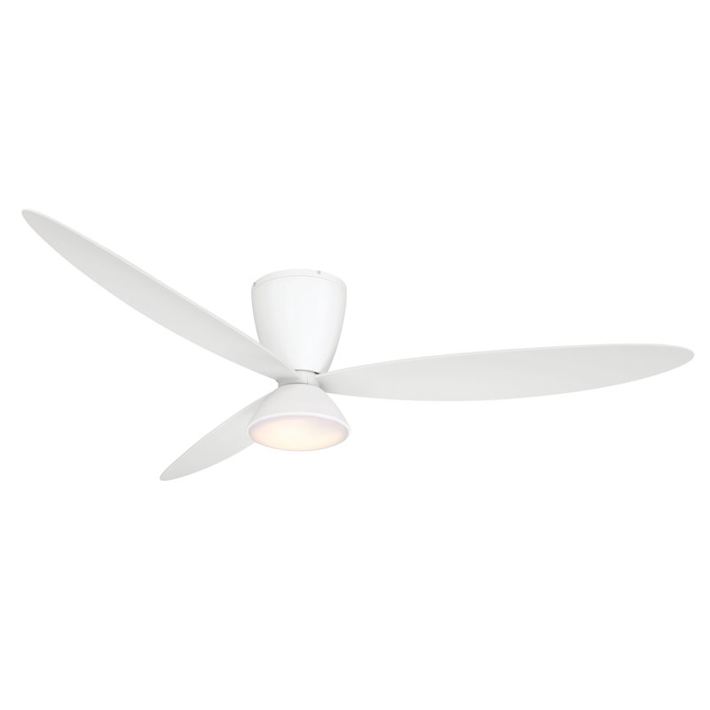 Hourglass 58" Led Smart Flush Mount Ceiling Fan, White, White