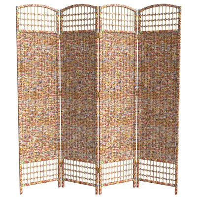 Diago Recycled Newspaper Folding Room Divider by Bungalow Rose