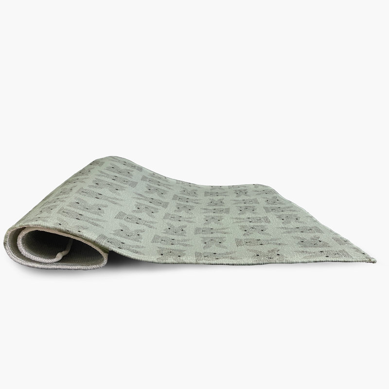 Tapis en chenille tissé à la machine Elioth en vert clair / gris clair, Rectangle 2 pi x 3 pi