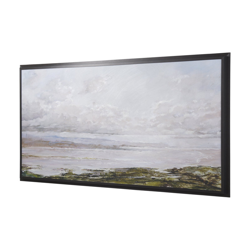 Vue sur la mer d'une toile texturée embellie à la main, H 40 po x l 80 po x P 1,5 po