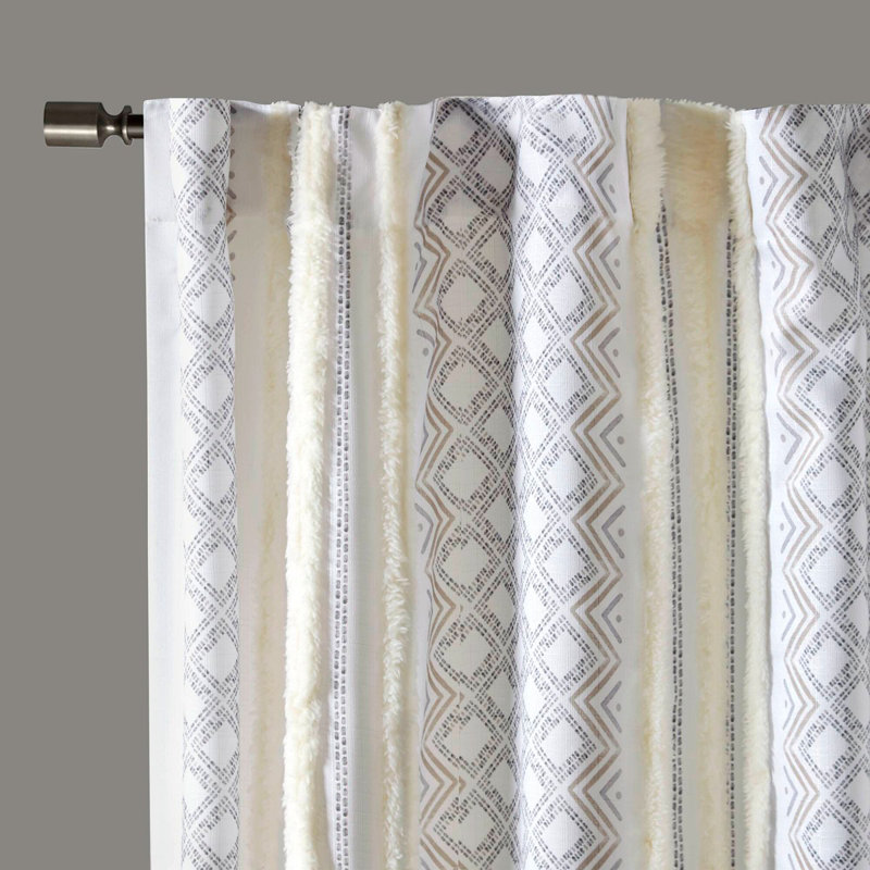 Panneau de rideau imprimé 2Pk avec rayures touffetées 2-PC 50X84 ", L 50 po x L 84 po