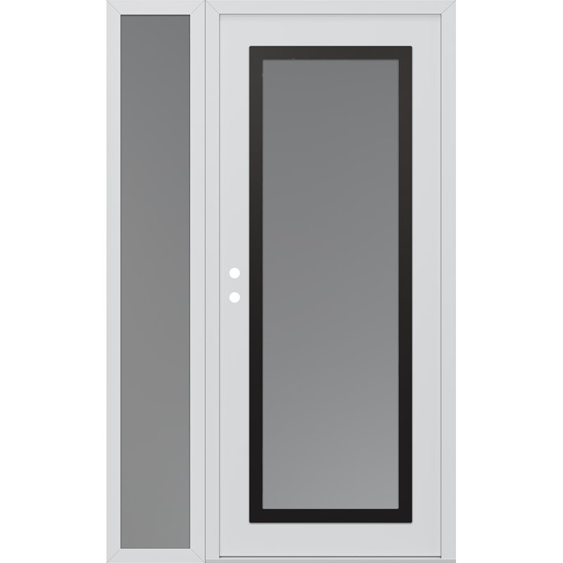 Panneau d'entrée blanc en acier blanc clouté blanc / blanc avec porte d'entrée latérale Sidelite, L 49,25 po x H 81,69 po
