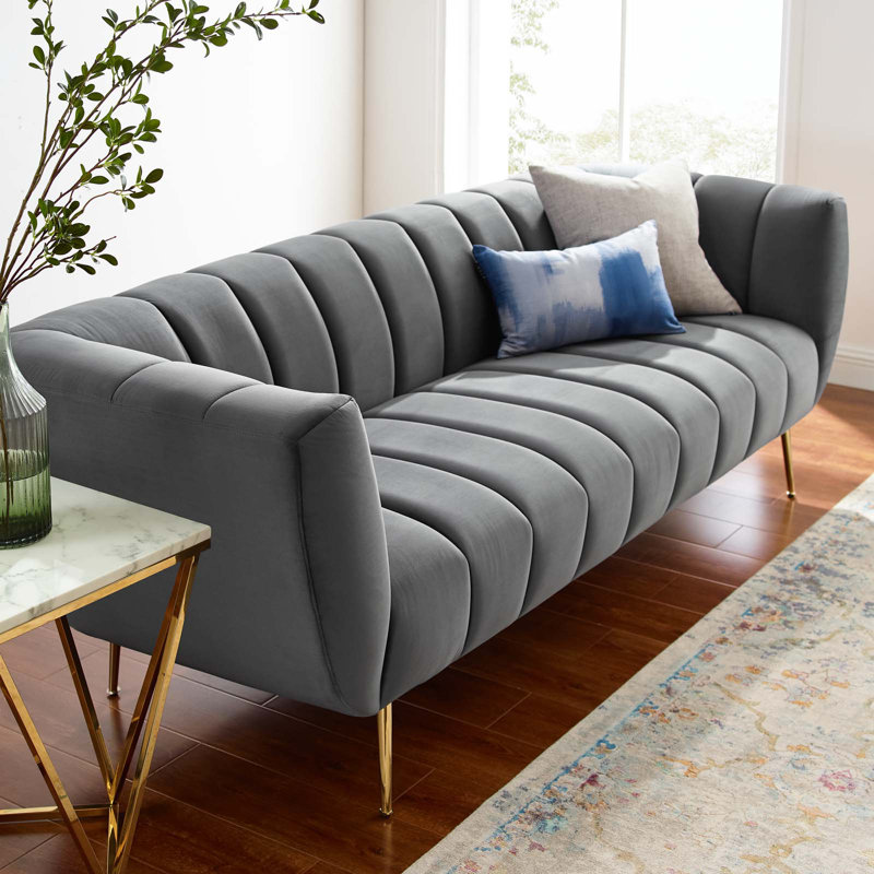 Canapé Modway, Velours gris