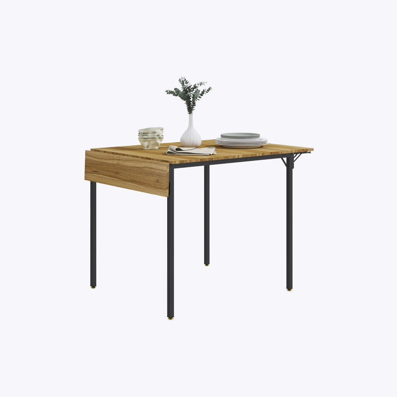 HOMCOM Industrial Folding Dining Table for 2 to 4, Space Saving Drop Leaf Kitchen Table for Small Spaces, Walnut, Walnut
