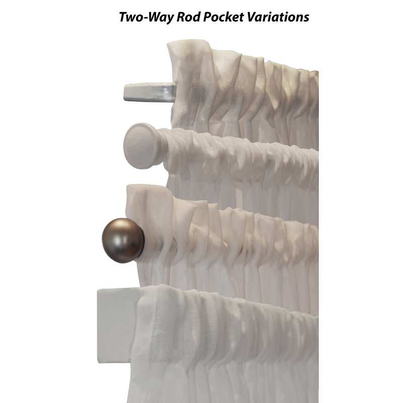 Elland Polyester Semi Sheer Curtain Single Panel, 52" x 54", Ivory
