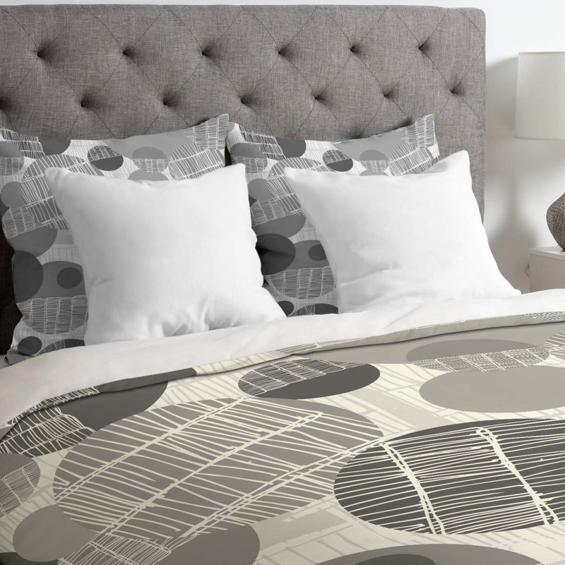 Housse de couette légère texturée geo, Très grand, Gris et blanc