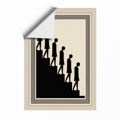 Figures in Descent Vintage - Framed Print