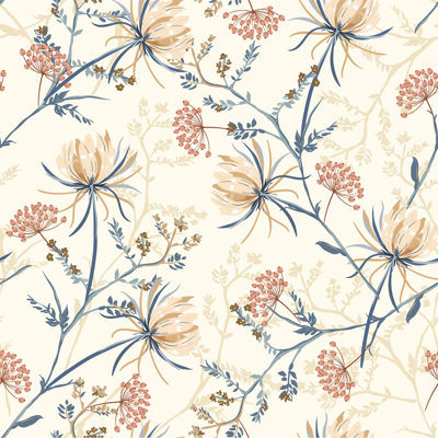 Beige Floral Wallpaper Floral Roll