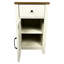 Table de chevet avec rangement et fonction de charge, brun blanc, pour la chambre à coucher, porte de grange de table de bout de salon, style moderne