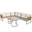 Garden Conversation Set 6 Places With 3 Sofas And A Set Of 2 Coffee Tables Beige