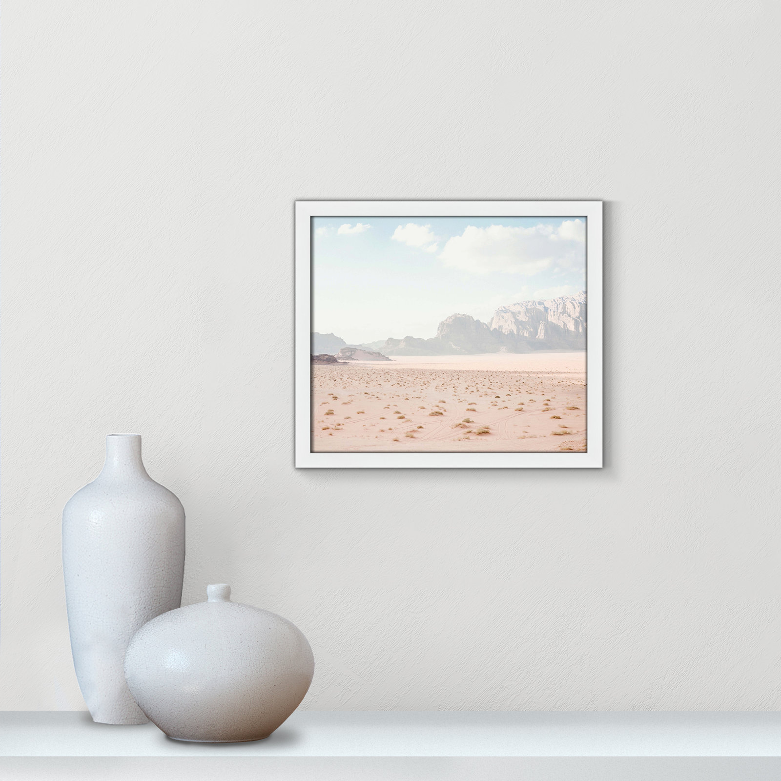 Tire Tracks "Tire Tracks" Print, 15" W x 13" H, Satin White Framed