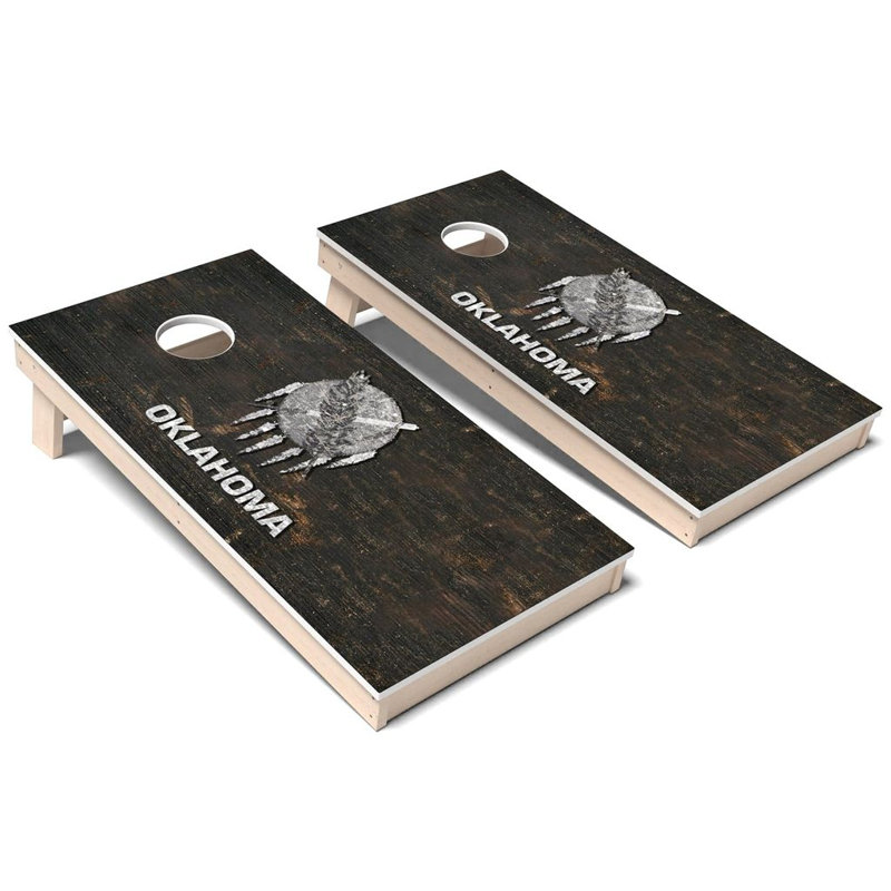 Ensemble de planches de cornhole rétro toutes saisons en Oklahoma State Flag, Ajouter un étui de transport