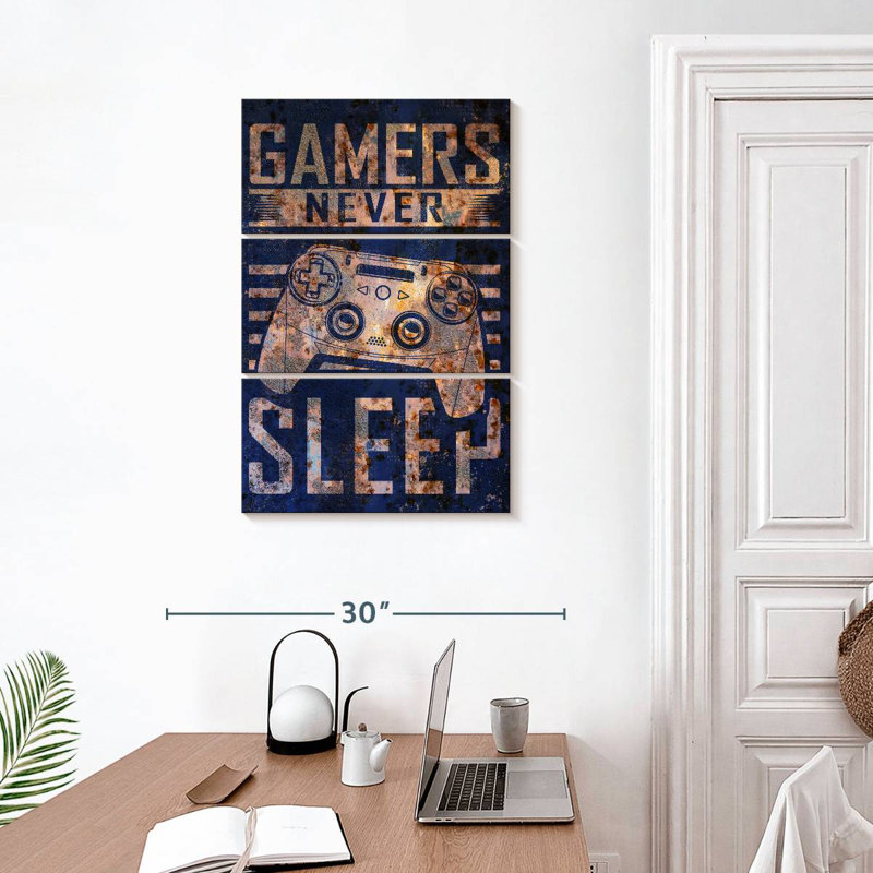 Senne Gamers Never Sleep Typography, 32" H x 20" W