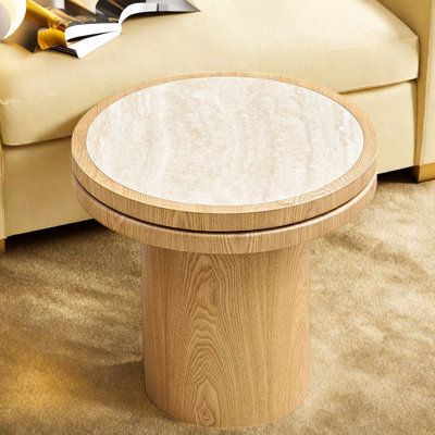 Tables de bout sans assemblage, panneau de fibres à densité moyenne et pierre frittée, salon moderne