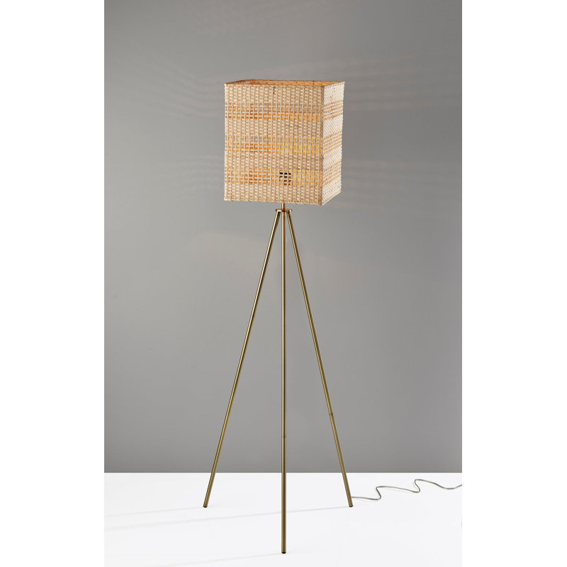 65'' Antique Brass Tripod Floor Lamp