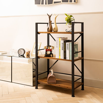 Iron Solid Wood Etagere Bookcase