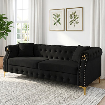 83.5'' Comfort Tufted Velvet Sofa with Wooden Frame
