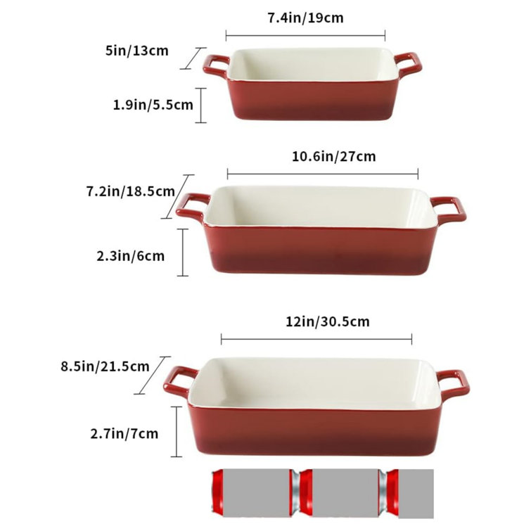 NIERBO 3 Pieces Ceramic Bakeware Set, Porcelain Rectangular Baking