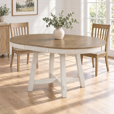 Table de salle à manger ronde rustique avec plateau extensible à lattes – Table de cuisine de style campagnard