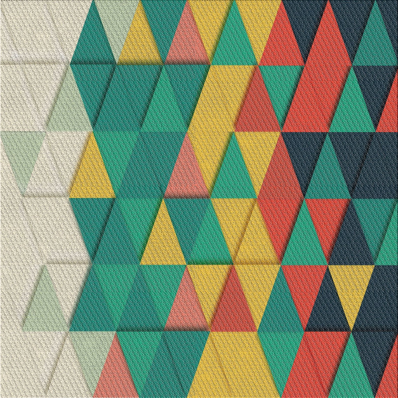 Tapis vert/jaune/crème à motifs, Carré 3 pi