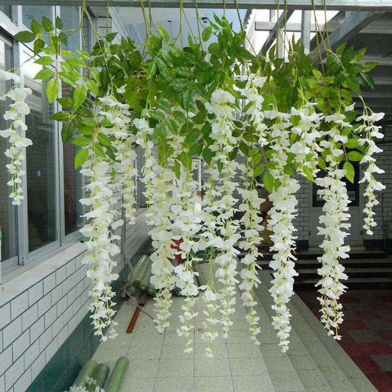 Faux Wisteria Swag, White