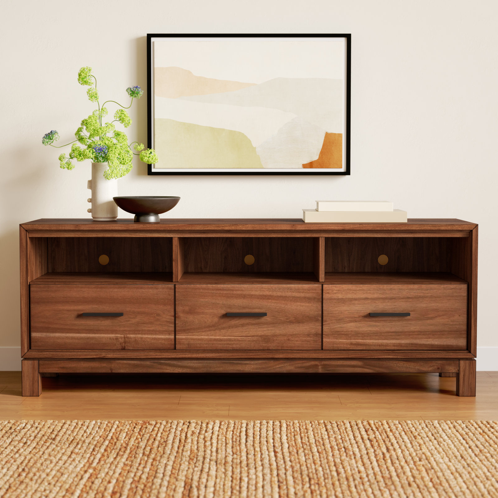 Wrightia 64 " Mahogany TV Stand, Honey Maple