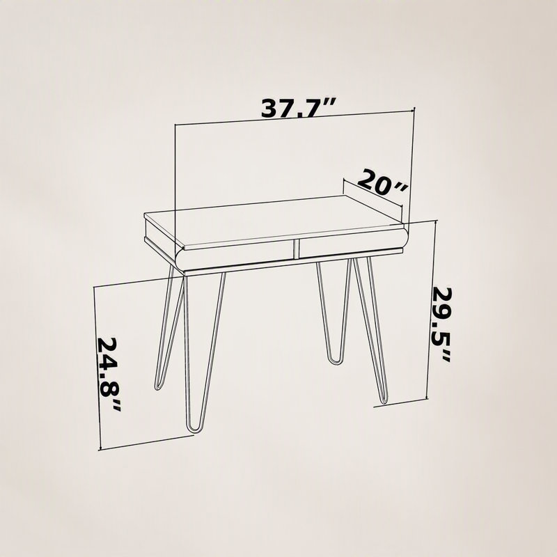 Bureau moderne à 2 niveaux avec pieds en métal Lora