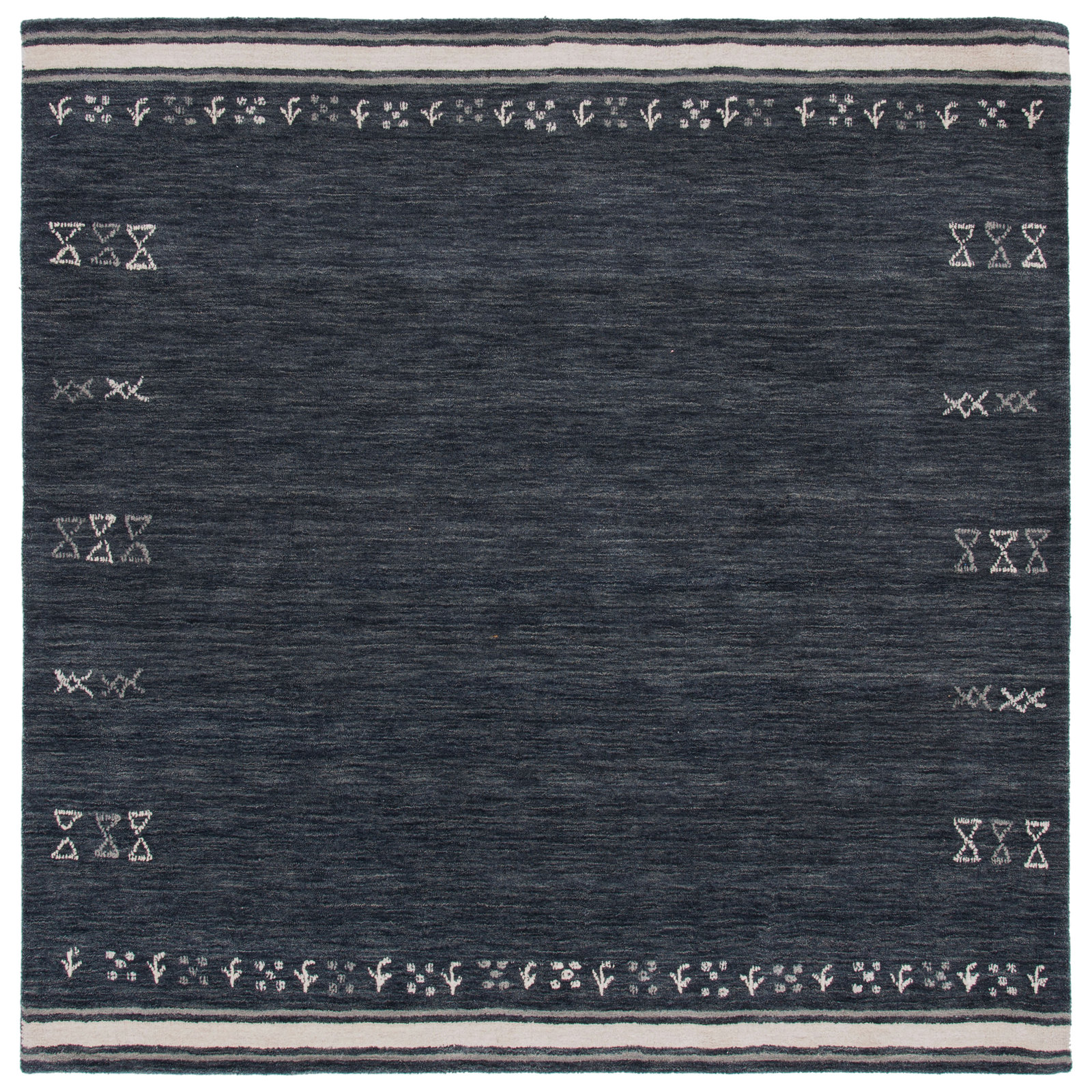 Santiago Charcoal Handmade Wool Geometric Rug, Square 4'