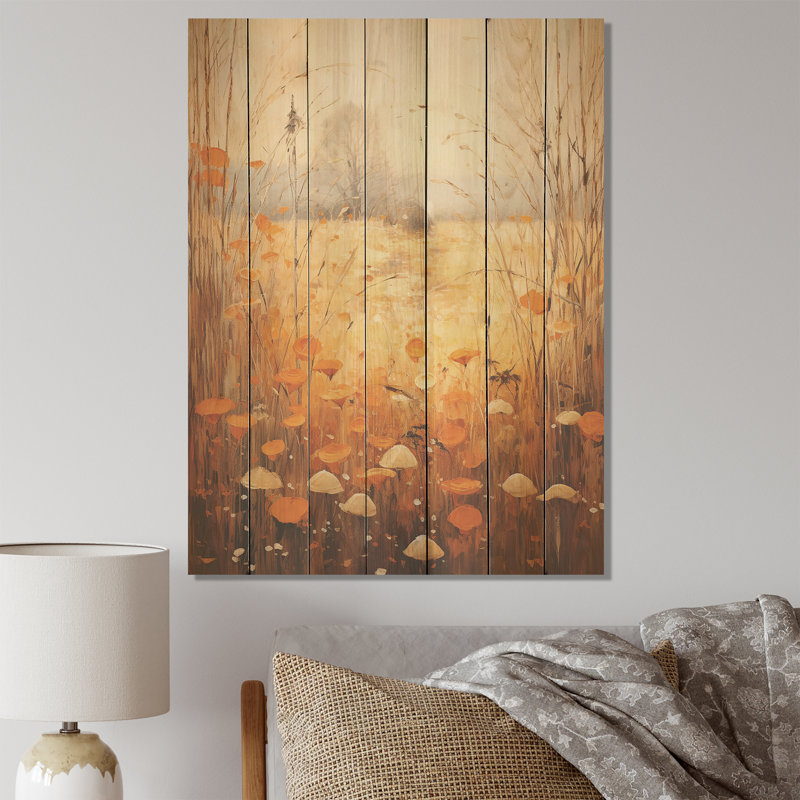 «Yellow Meadows Breeze In Country» - prairie sur bois, H 44 po x l 34 po