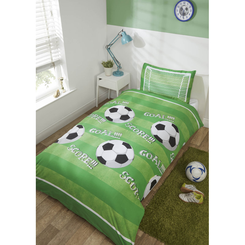 Deveau Cotton Blend Graphic Print & Text Duvet Cover Set with Pillowcases, Single Duvet Cover + 1 Standard Pillowcase