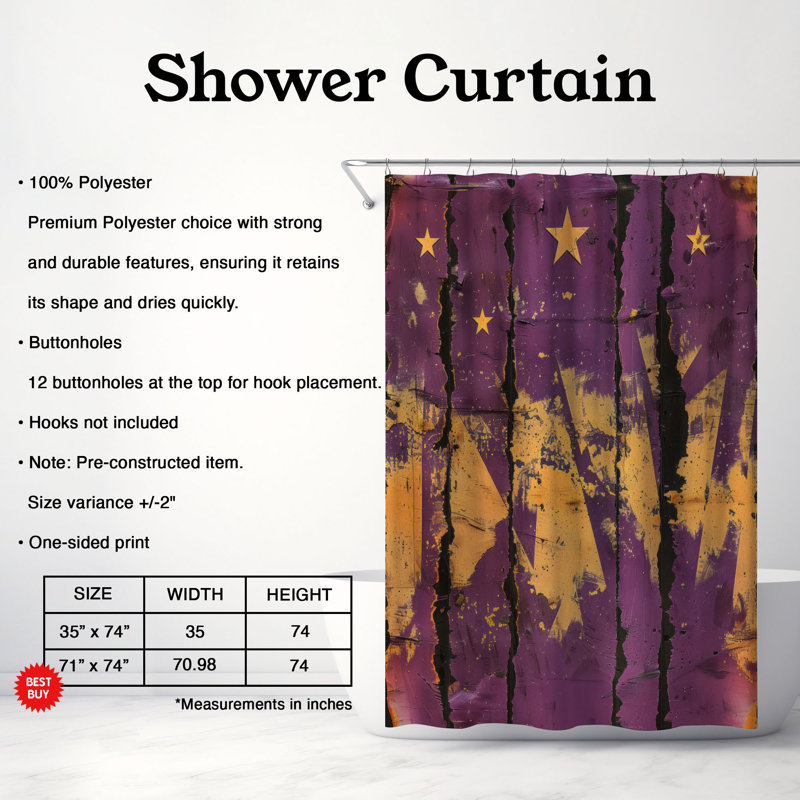 Rideau de douche rustique mauve de qualité supérieure, H 74 po x l 71 po
