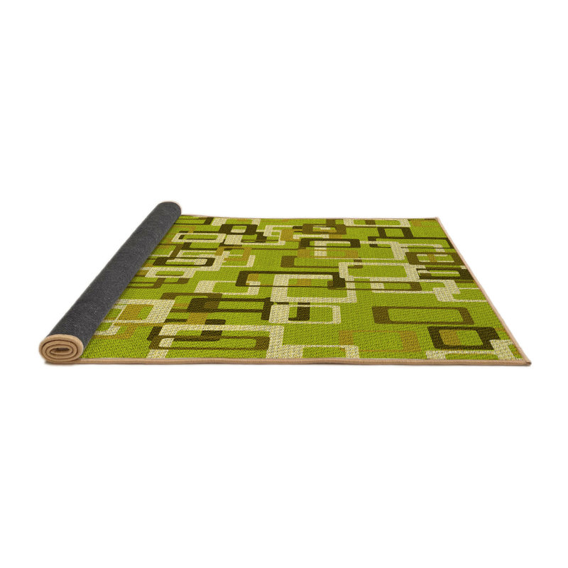 Tapis en laine vert / beige, Rond 4 pi