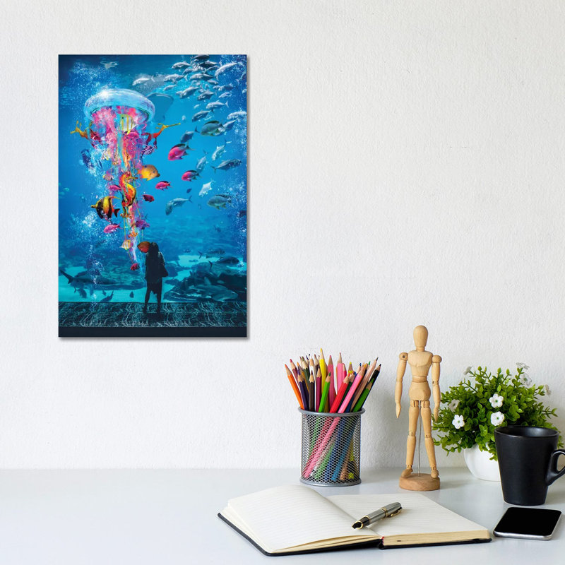 Super Jellyfish In Aquarium Tank by David Loblaw - Wrapped Canvas Print, 20.32 cm H x 30.48 cm W