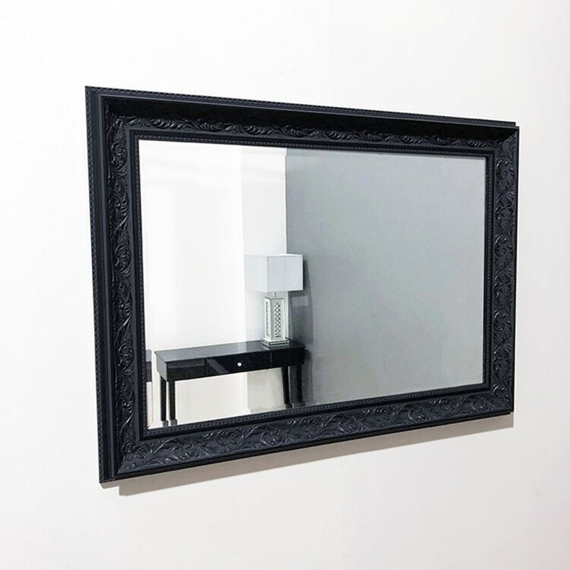 Rectangle Mirror, 115cm H x 65cm W x 3.7cm D, Rectangle, Ornate Black