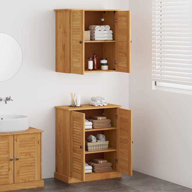 Bathroom Furniture Set With Shelf 2 Pcs 67.5 X 34 X 80 Cm, Brown