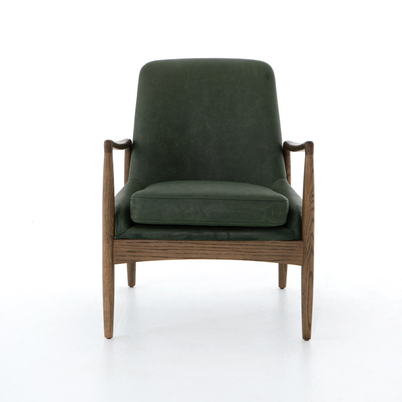 Braden Armchair, Green Genuine Leather