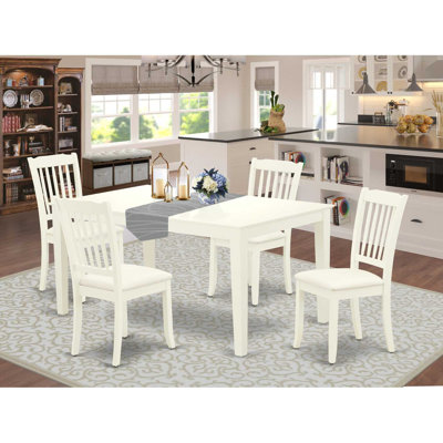 Ensemble de salle à manger 5 pièces comprenant une table de salle à manger rectangulaire et 4 chaises de cuisine, 36 po x 60 po, lin blanc