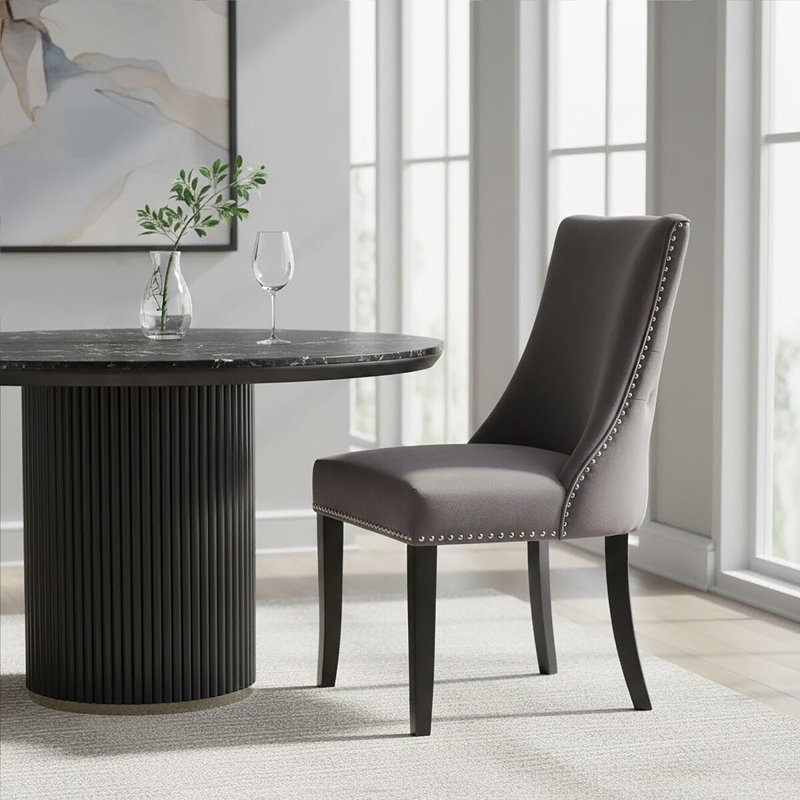 Otsego 52cm H Velvet Upholstered Side Chair, Grey