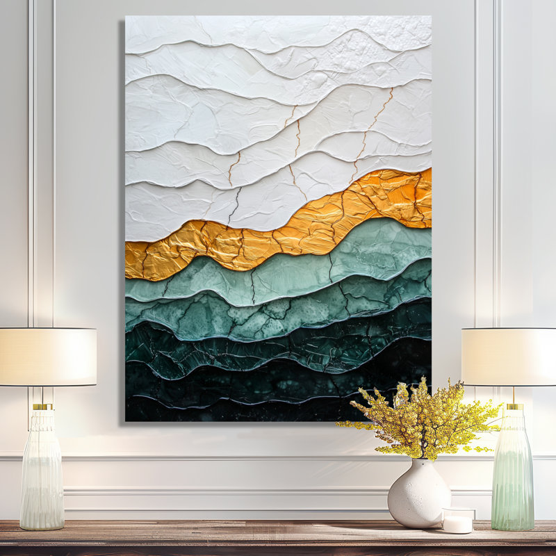 Ethereal Dream Of Abstract Wave Collage I - Modern Metal Decor, Abstract Collages Metal Print, 20" H x 12" W x 0.84" D