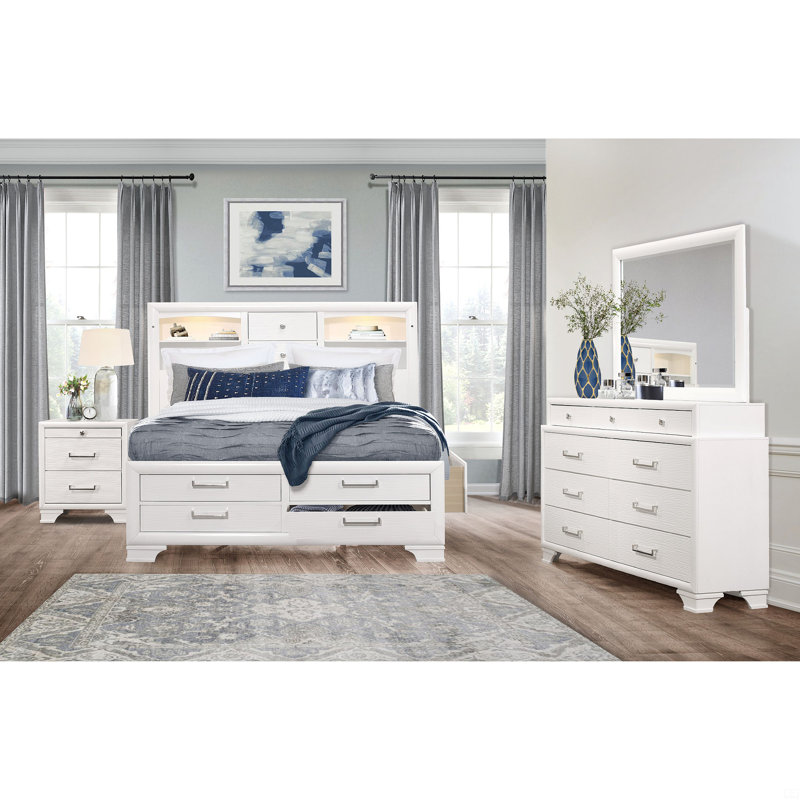 Table de chevet avec rangement, Blanc