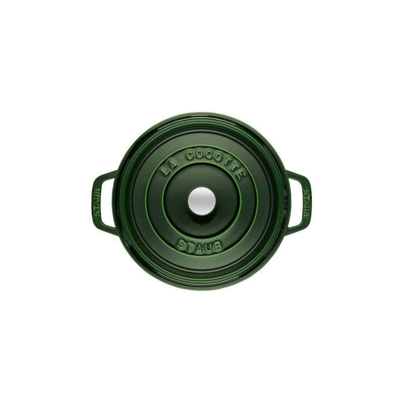 La Cocotte Cast Iron Round Cocotte, Basil, 2.75 quarts