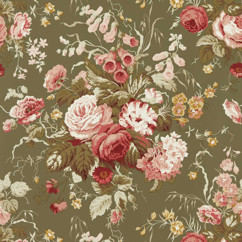 Stapleton Park Wallpaper, Olive/Bengal Red