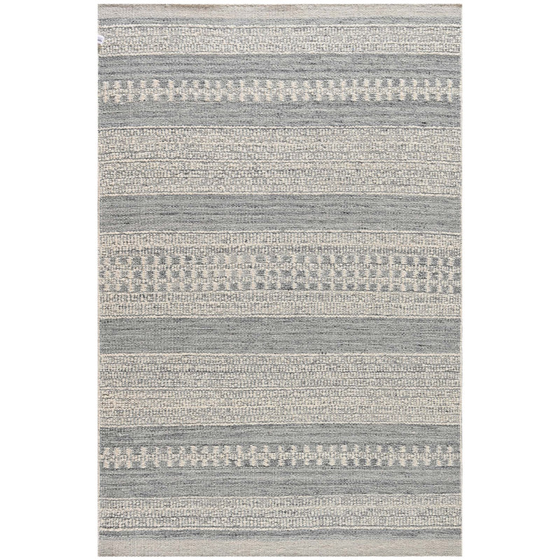 Tapis en laine noué à la main gris / ivoire, Rectangle 6 pi x 9 pi