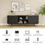 Meuble télé noir Mid-Century, rangement pour téléviseur de 75 po